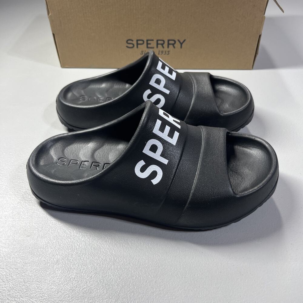 Sperry Winward Float Slides Womens 5M Black Slip On Slide Sandals